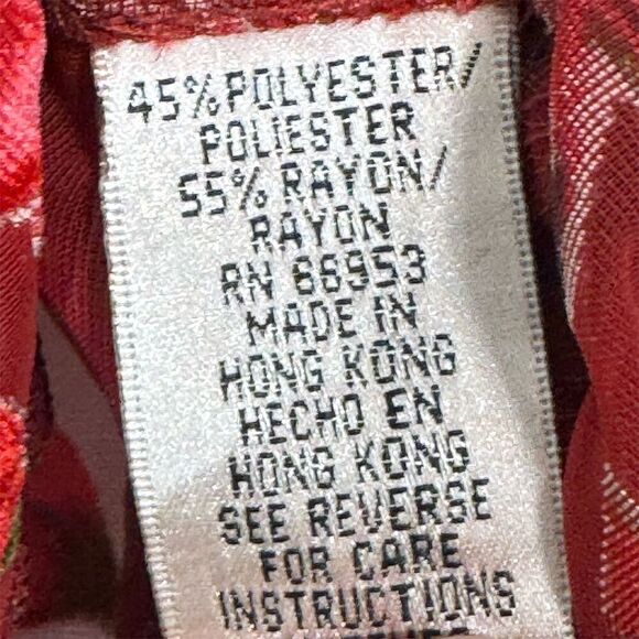 Vintage‎ David Warren NY Burnout Floral Mesh Blouse Red Sheer Ruffle Sleeve Sz 6 - Picture 9 of 10